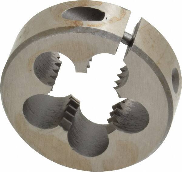 Interstate - M18x2.50 Metric Coarse Thread, 1-1/2" Outside Diam High Speed Steel Round Die - Right Hand Thread, Adjustable - Exact Tooling
