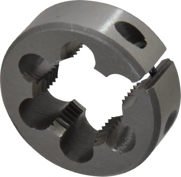 Interstate - M20x1.50 Metric Fine Thread, 1-1/2" Outside Diam High Speed Steel Round Die - Right Hand Thread, Adjustable - Exact Tooling