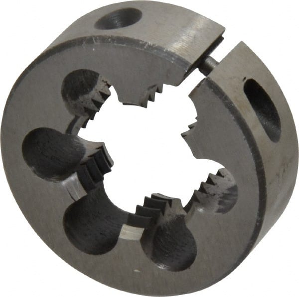 Interstate - M20x2.50 Metric Coarse Thread, 1-1/2" Outside Diam High Speed Steel Round Die - Right Hand Thread, Adjustable - Exact Tooling