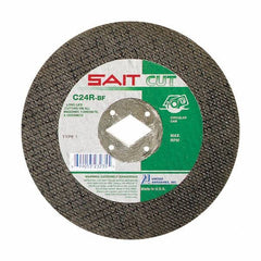 Sait - 6-1/2" 24 Grit Silicon Carbide Cutoff Wheel - 3/32" Thick, 5/8" Arbor, 8,500 Max RPM, Use with Circular Saws - Exact Tooling