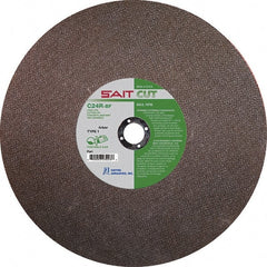 Sait - 12" 24 Grit Silicon Carbide Cutoff Wheel - 1/8" Thick, 1" Arbor, 6,300 Max RPM, Use with Portable Tools - Exact Tooling