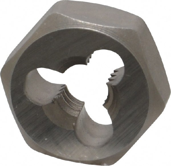 Irwin Hanson - 1/4-20 UNC Thread, 19/32" Hex, Right Hand Thread, Hex Rethreading Die - Carbon Steel, 1/4" Thick - Exact Tooling