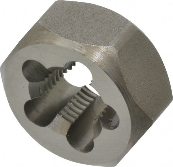 Irwin Hanson - 1/2-20 UNF Thread, 1-1/16" Hex, Right Hand Thread, Hex Rethreading Die - Carbon Steel, 1/2" Thick - Exact Tooling