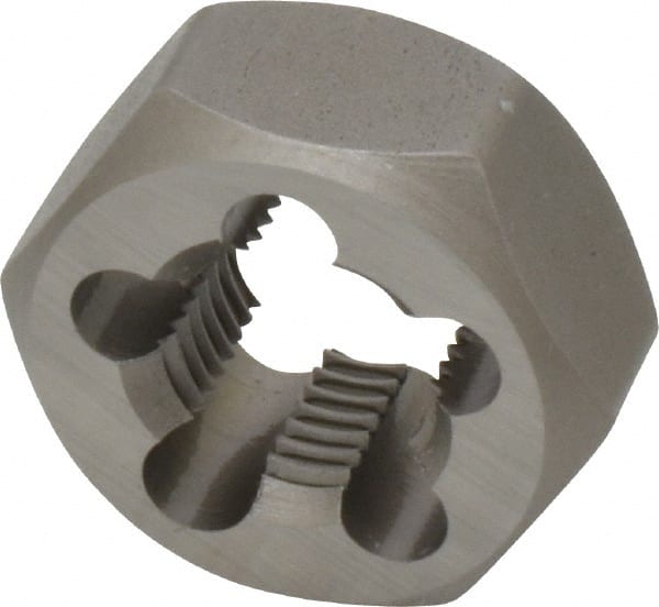 Irwin Hanson - 9/16-18 UNF Thread, 1-1/16" Hex, Right Hand Thread, Hex Rethreading Die - Carbon Steel, 1/2" Thick - Exact Tooling