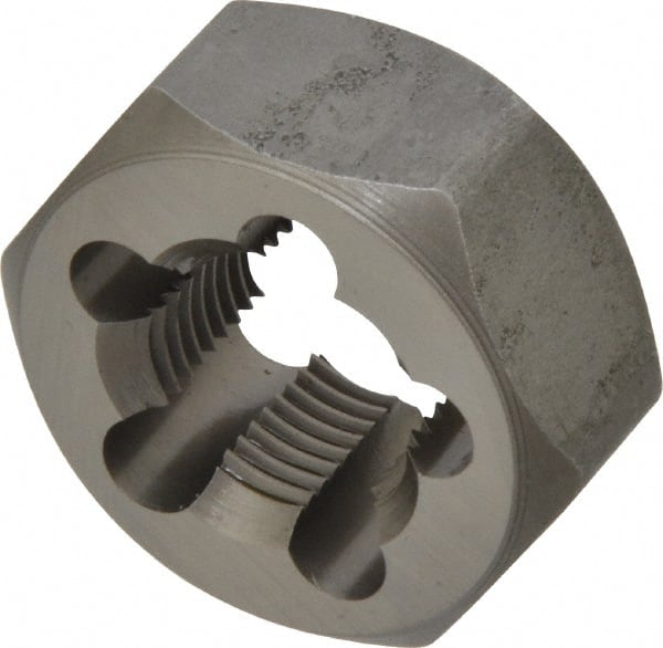 Irwin Hanson - 7/8-14 UNF Thread, 1-5/8" Hex, Right Hand Thread, Hex Rethreading Die - Carbon Steel, 7/8" Thick - Exact Tooling