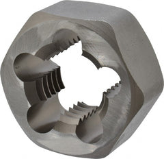 Irwin Hanson - 1-1/8 - 7 UNC Thread, 2" Hex, Right Hand Thread, Hex Rethreading Die - Carbon Steel, 1" Thick - Exact Tooling