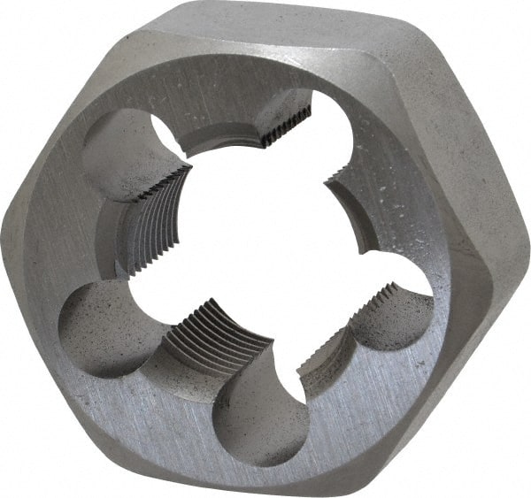 Irwin Hanson - 1-1/8 - 12 UNF Thread, 2" Hex, Right Hand Thread, Hex Rethreading Die - Carbon Steel, 1" Thick - Exact Tooling