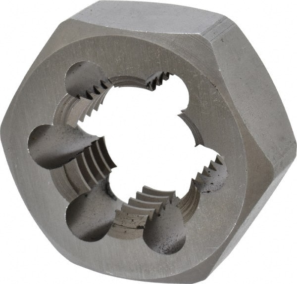 Irwin Hanson - 1-3/8 - 6 UNC Thread, 2-3/8" Hex, Right Hand Thread, Hex Rethreading Die - Carbon Steel, 1" Thick - Exact Tooling