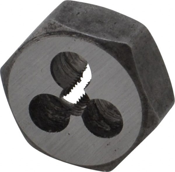 Interstate - M3x0.50 Metric Coarse Thread, 19/32" Hex, Right Hand Thread, Hex Rethreading Die - Carbon Steel, 1/4" Thick - Exact Tooling