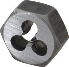 Interstate - M4x0.70 Metric Coarse Thread, 19/32" Hex, Right Hand Thread, Hex Rethreading Die - Carbon Steel, 1/4" Thick - Exact Tooling