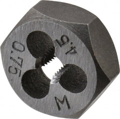 Interstate - M4.5x0.75 Metric Coarse Thread, 19/32" Hex, Right Hand Thread, Hex Rethreading Die - Carbon Steel, 1/4" Thick - Exact Tooling