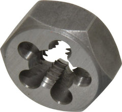 Interstate - M12x1.75 Metric Coarse Thread, 1-1/16" Hex, Right Hand Thread, Hex Rethreading Die - Carbon Steel, 1/2" Thick - Exact Tooling