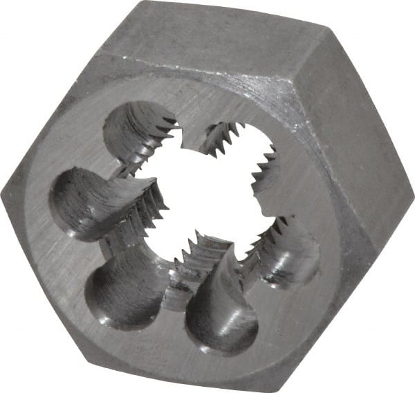 Interstate - M18x2.50 Metric Coarse Thread, 1-7/16" Hex, Right Hand Thread, Hex Rethreading Die - Carbon Steel, 3/4" Thick - Exact Tooling