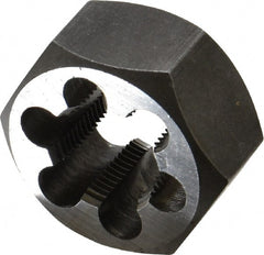 Interstate - M22x1.50 Metric Fine Thread, 1-5/8" Hex, Right Hand Thread, Hex Rethreading Die - Carbon Steel, 7/8" Thick - Exact Tooling