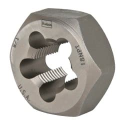 Irwin Hanson - 3/8-18 NPT Thread, Hex Pipe Die - 1-7/16" Outside Diam, Carbon Steel - Exact Tooling