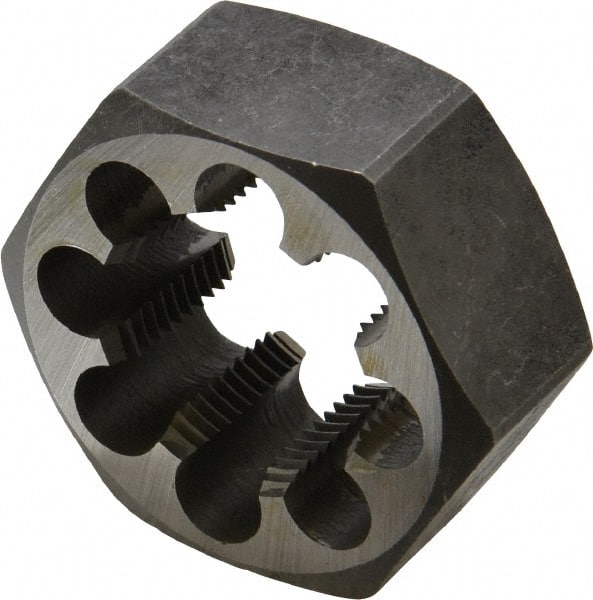 Interstate - M33x2.00 Metric Fine Thread, 2-3/16" Hex, Right Hand Thread, Hex Rethreading Die - Carbon Steel, 1" Thick - Exact Tooling