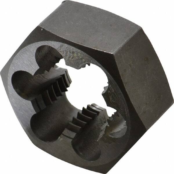 Interstate - M33x3.50 Metric Coarse Thread, 2-3/16" Hex, Right Hand Thread, Hex Rethreading Die - Carbon Steel, 1" Thick - Exact Tooling