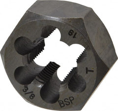 Interstate - 3/8-19 BSPT Thread, Hex Pipe Die - 1-7/16" Outside Diam, Carbon Steel - Exact Tooling