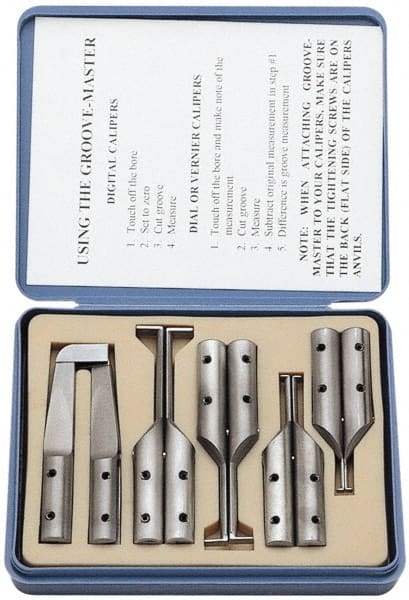 SPI - 6" OAL, Accurate up to 0.001", 0.4, 0.65 & 1mm Wide Flange, Hard Chrome Steel Caliper Attachment Set - 5 Pieces, 10, 16, 25, 32 & 76mm Bore Depth, For Use with 6" Vernier, Dial & Digital Calipers - Exact Tooling