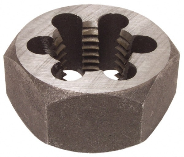 Interstate - 1-12 UNF Thread, 1-13/16" Hex, Right Hand Thread, Hex Rethreading Die - High Speed Steel, 1" Thick - Exact Tooling