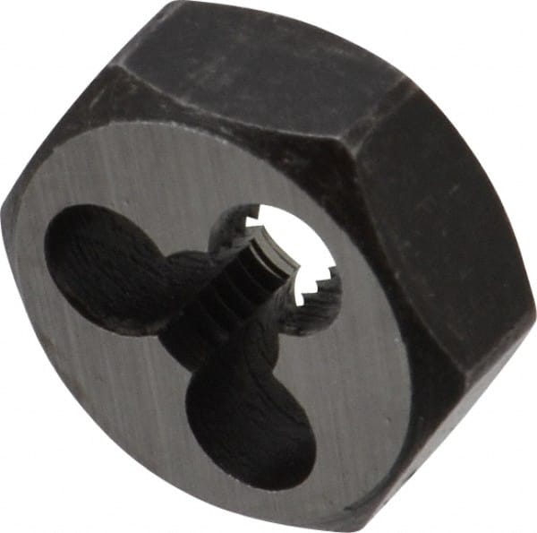 Interstate - #10-32 UNF Thread, 19/32" Hex, Right Hand Thread, Hex Rethreading Die - Carbon Steel, 1/4" Thick - Exact Tooling