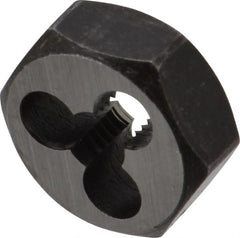 Interstate - #10-32 UNF Thread, 19/32" Hex, Right Hand Thread, Hex Rethreading Die - Carbon Steel, 1/4" Thick - Exact Tooling