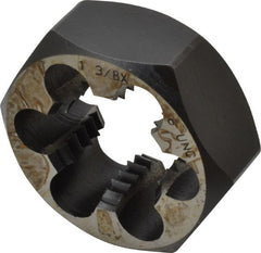 Interstate - 1-3/8 - 6 UNC Thread, 2-3/8" Hex, Right Hand Thread, Hex Rethreading Die - Carbon Steel, 1" Thick - Exact Tooling