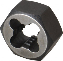 Interstate - 7/16-14 UNC Thread, 7/8" Hex, Left Hand Thread, Hex Rethreading Die - Carbon Steel, 7/16" Thick - Exact Tooling