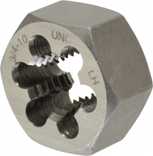 Interstate - 3/4-10 UNC Thread, 1-7/16" Hex, Left Hand Thread, Hex Rethreading Die - Carbon Steel, 3/4" Thick - Exact Tooling
