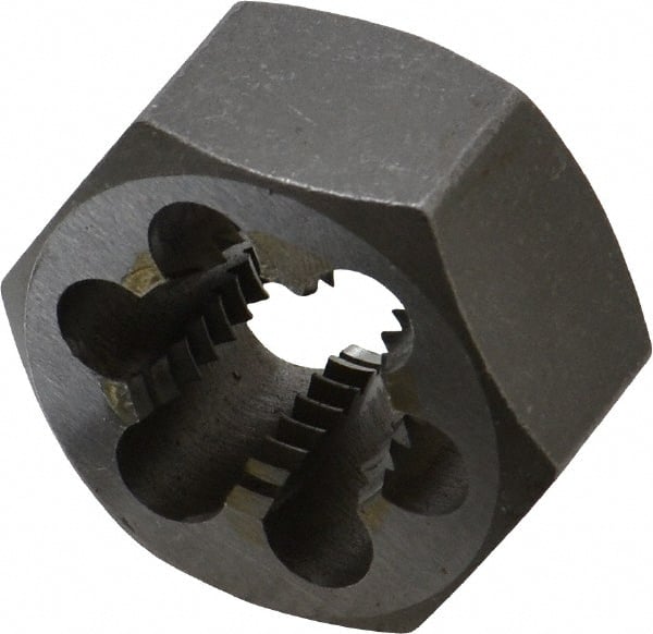 Interstate - 7/8-9 UNC Thread, 1-5/8" Hex, Left Hand Thread, Hex Rethreading Die - Carbon Steel, 7/8" Thick - Exact Tooling