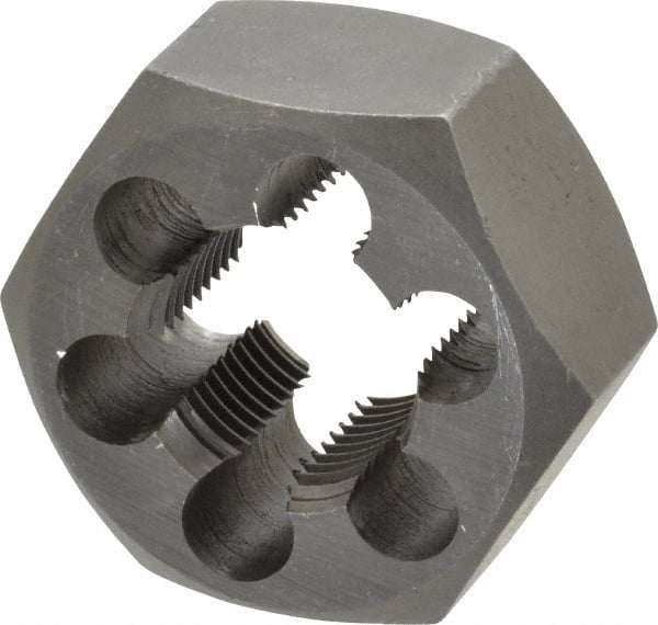 Interstate - 7/8-14 UNF Thread, 1-5/8" Hex, Left Hand Thread, Hex Rethreading Die - Carbon Steel, 7/8" Thick - Exact Tooling