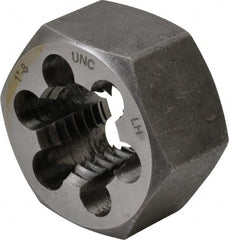 Interstate - 1-8 UNC Thread, 1-13/16" Hex, Left Hand Thread, Hex Rethreading Die - Carbon Steel, 1" Thick - Exact Tooling