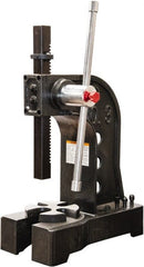 Palmgren - 1-1/2" Ram, 6-1/4" Throat Depth, 3 Ton Manual Arbor Press - 12-1/2" Max Work Height x 12-1/2" Max Work Width, Single Leverage, 7-7/8" Base Width x 18" Base Depth - Exact Tooling