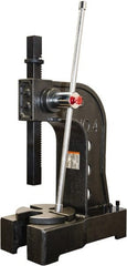 Palmgren - 1-3/4" Ram, 8-3/8" Throat Depth, 4 Ton Manual Arbor Press - 15-3/4" Max Work Height x 16-3/4" Max Work Width, Single Leverage, 9-1/4" Base Width x 21-1/4" Base Depth - Exact Tooling