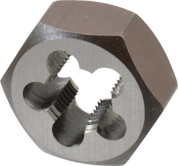 Interstate - 1/2-20 UNF Thread, 1-1/16" Hex, Right Hand Thread, Hex Rethreading Die - Carbon Steel, 1/2" Thick - Exact Tooling