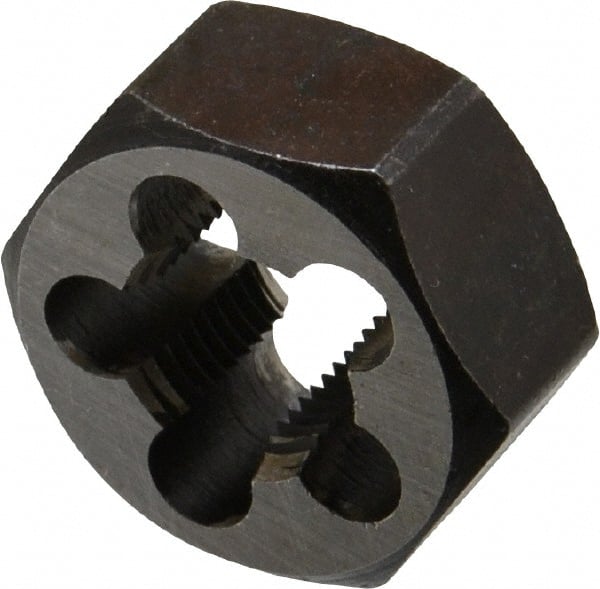 Interstate - 5/8-18 UNF Thread, 1-1/4" Hex, Right Hand Thread, Hex Rethreading Die - Carbon Steel, 5/8" Thick - Exact Tooling