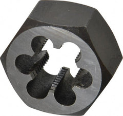 Interstate - 11/16-16 UNS Thread, 1-7/16" Hex, Right Hand Thread, Hex Rethreading Die - Carbon Steel, 3/4" Thick - Exact Tooling
