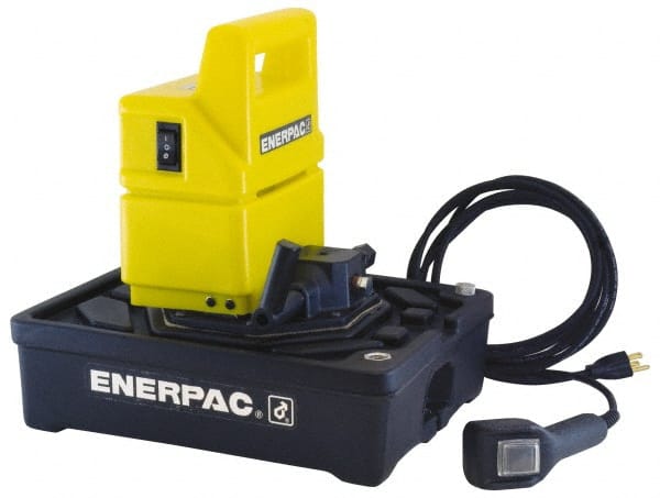 Enerpac - 10,000 psi Electric Hydraulic Pump & Jack - 1 Gal Oil Capacity, 3-Way, 2 Position Valve, Use with Single Acting Cylinders, Advance, Hold & Retract - Exact Tooling