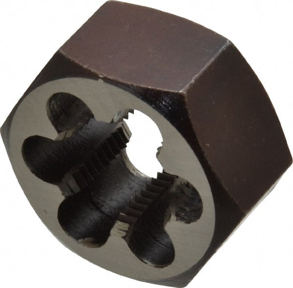 Interstate - 3/4-16 UNF Thread, 1-7/16" Hex, Right Hand Thread, Hex Rethreading Die - Carbon Steel, 3/4" Thick - Exact Tooling