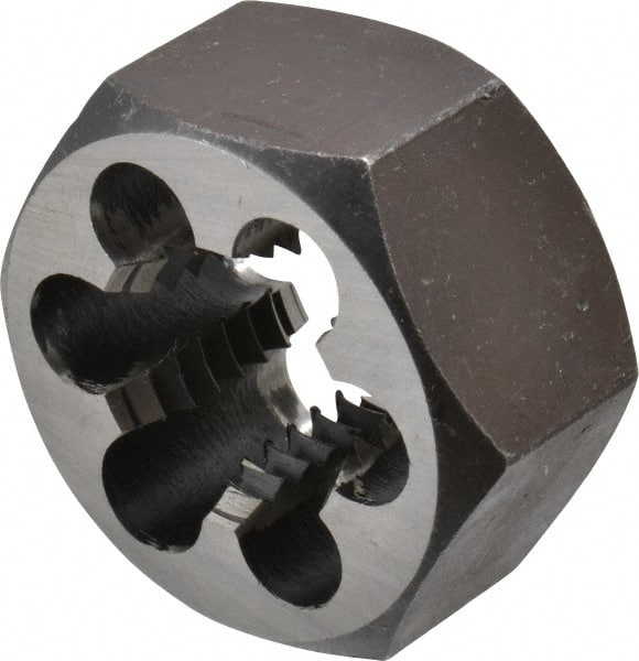 Interstate - 7/8-9 UNC Thread, 1-5/8" Hex, Right Hand Thread, Hex Rethreading Die - Carbon Steel, 7/8" Thick - Exact Tooling