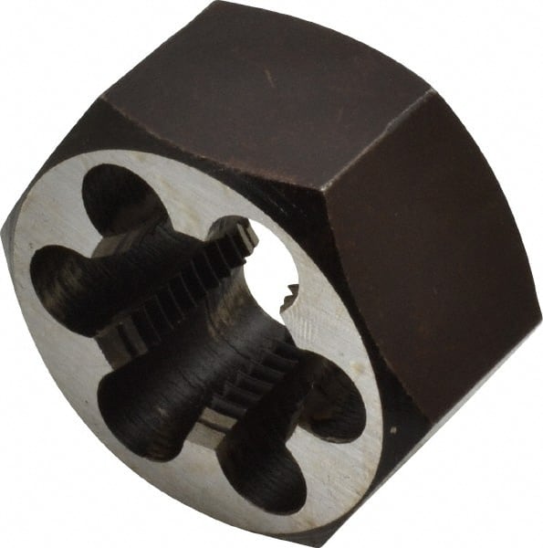 Interstate - 1-12 UNF Thread, 1-13/16" Hex, Right Hand Thread, Hex Rethreading Die - Carbon Steel, 1" Thick - Exact Tooling