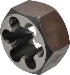 Interstate - 1-14 UNS Thread, 1-13/16" Hex, Right Hand Thread, Hex Rethreading Die - Carbon Steel, 1" Thick - Exact Tooling