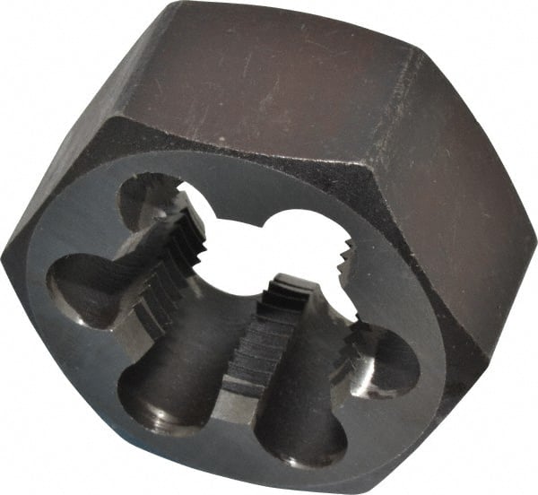 Interstate - 1-1/8 - 12 UNF Thread, 2" Hex, Right Hand Thread, Hex Rethreading Die - Carbon Steel, 1" Thick - Exact Tooling