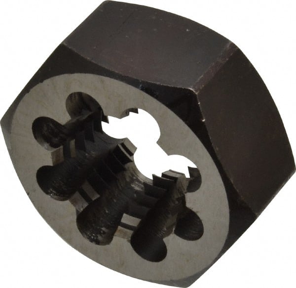 Interstate - 1-1/4 - 7 UNC Thread, 2-3/16" Hex, Right Hand Thread, Hex Rethreading Die - Carbon Steel, 1" Thick - Exact Tooling