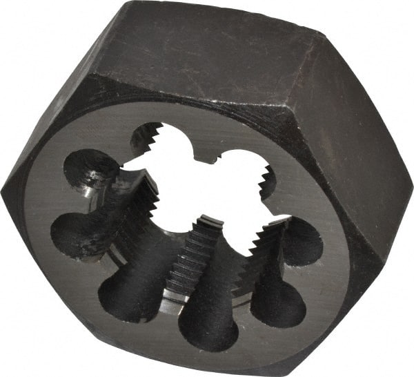 Interstate - 1-1/4 - 12 UNF Thread, 2-3/16" Hex, Right Hand Thread, Hex Rethreading Die - Carbon Steel, 1" Thick - Exact Tooling