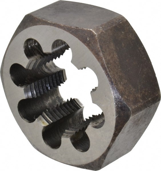 Interstate - 1-3/8 - 12 UNF Thread, 2-3/8" Hex, Right Hand Thread, Hex Rethreading Die - Carbon Steel, 1" Thick - Exact Tooling