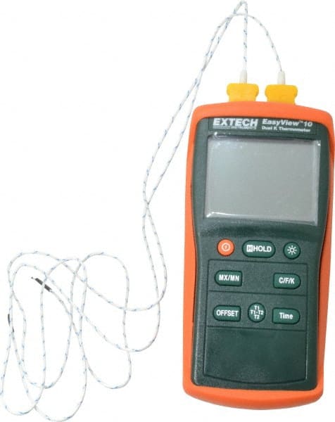 Extech - -200 to 1,999°F EasyView Dual Input Thermometer - Dual Digital Display, K Thermocouple Sensor, Battery Power - Exact Tooling