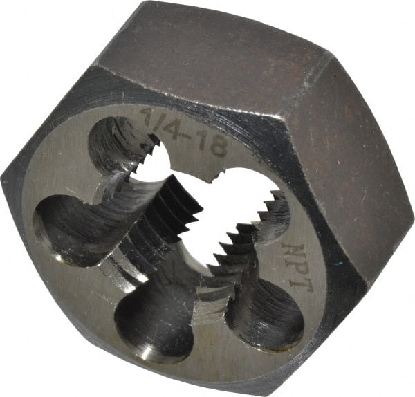 Interstate - 1/4-18 NPT Thread, Hex Pipe Die - Carbon Steel - Exact Tooling