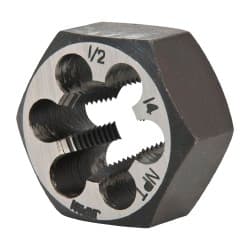 Interstate - 1/2-14 NPT Thread, Hex Pipe Die - Carbon Steel - Exact Tooling