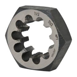 Interstate - 1-1/2 - 11-1/2 NPT Thread, Hex Pipe Die - Carbon Steel - Exact Tooling